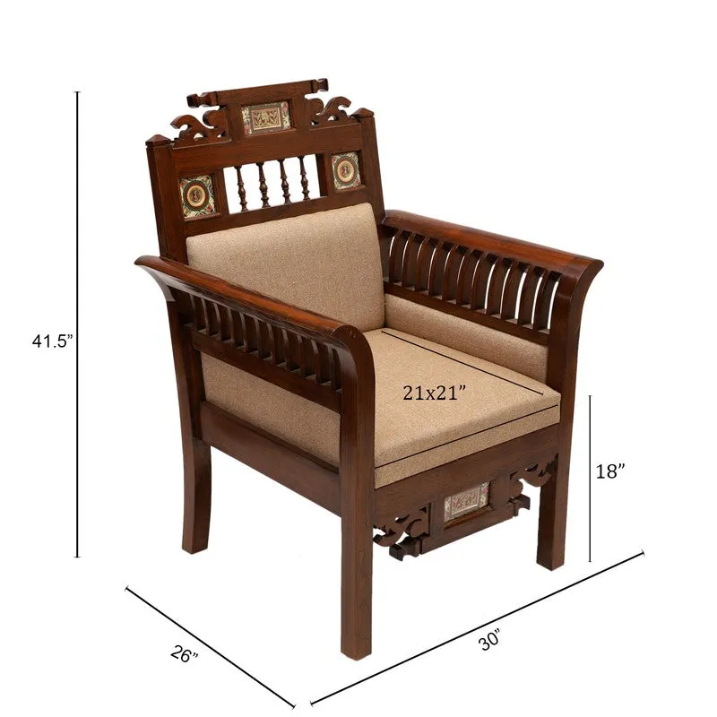 Maharaja Teak Wood Accent Chair media 7