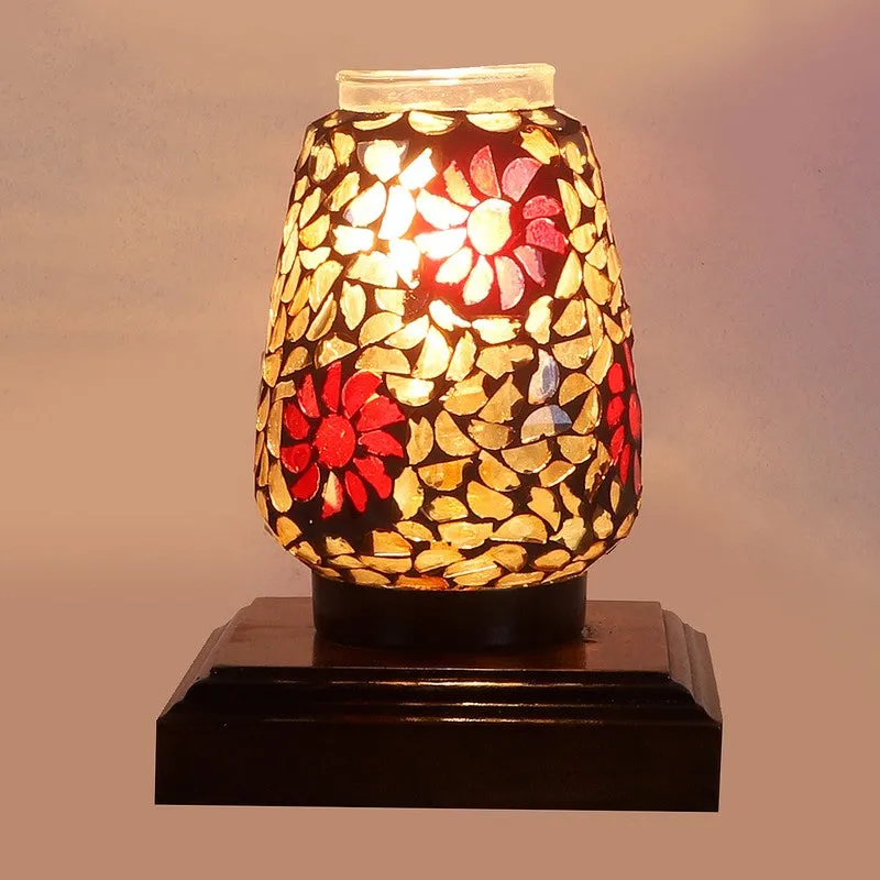 Lumivora Mosaic Glass Table Lamp With Wooden Base - Multicolor media 7