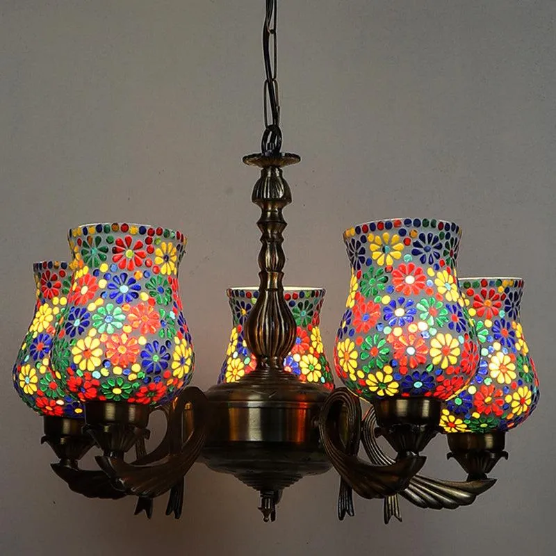 Ervo Vistara Mosaic Golden Antique Ceiling Lamp media 1