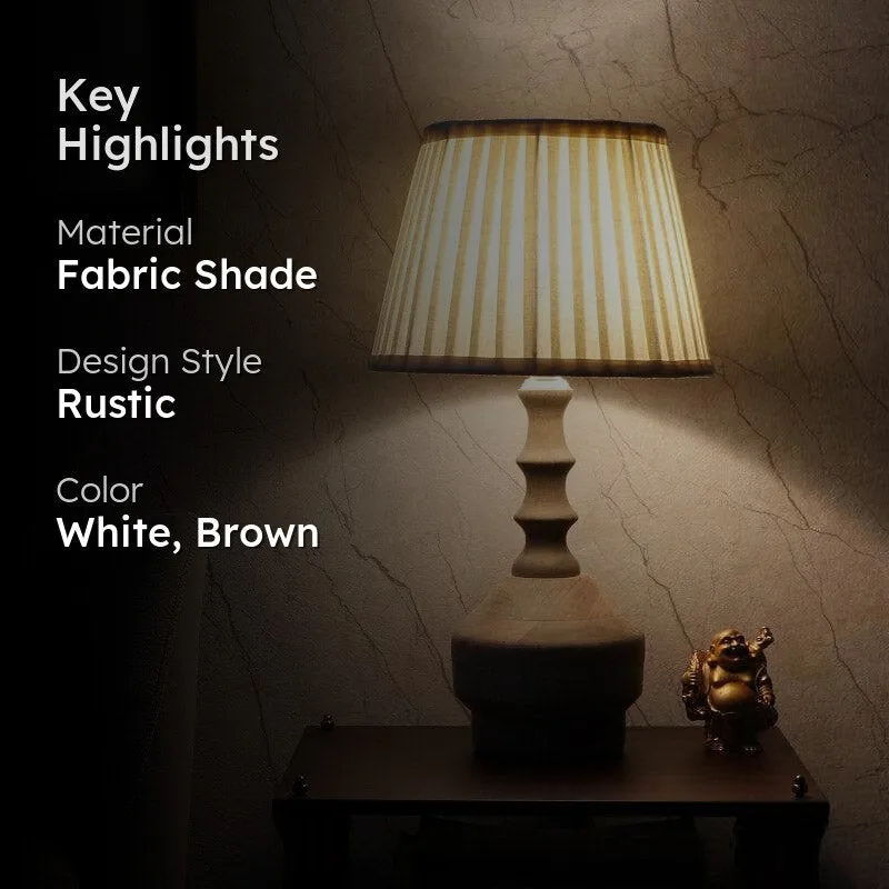 Vesara Bella Fabric Table Lamp - White,Brown media 2