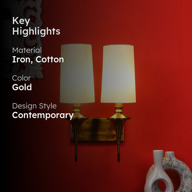 Linera Cotton Wall Lamp With Iron Base media 2
