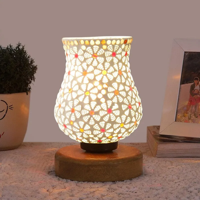 Arvyn Mosaic Glass Table Lamp With Wooden Base - Multicolor media 3