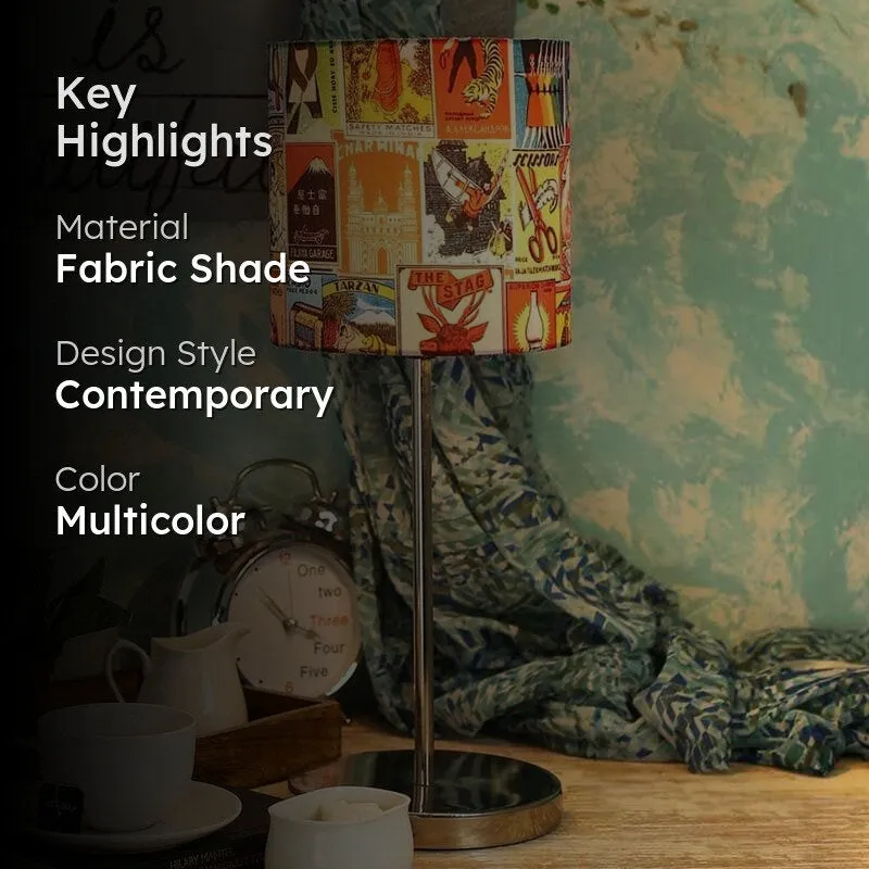 Retro Match Fabric Table Lamp - Multicolor media 2