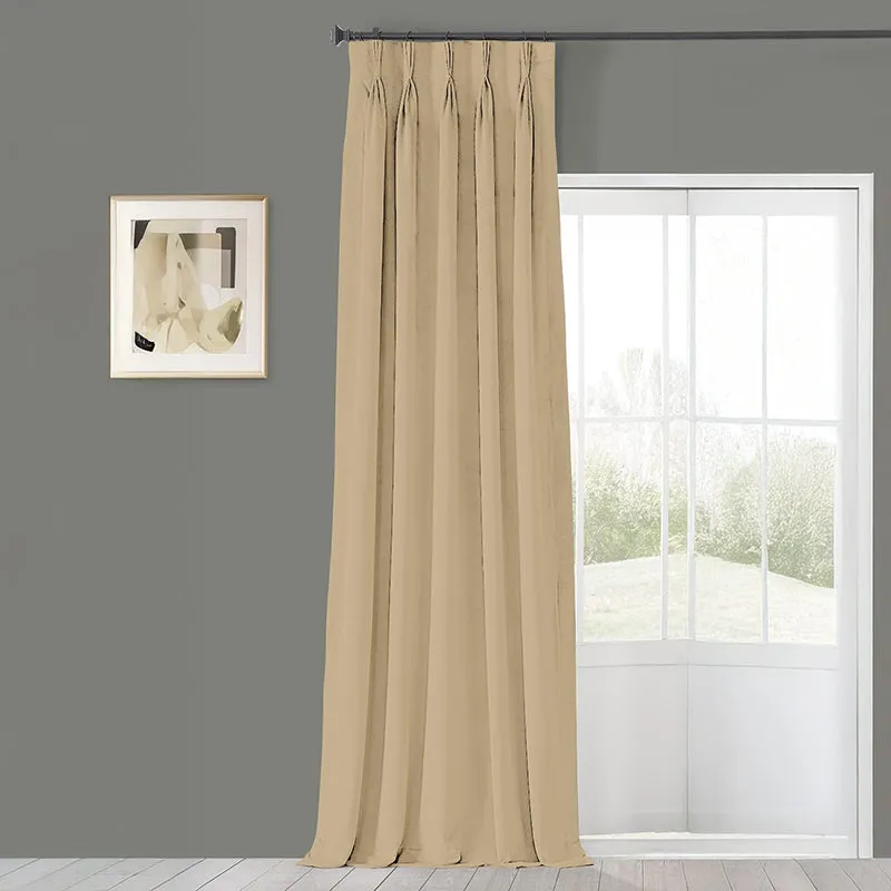 Noir Triple Pinch Pleat Blackout Curtain - Beige media 1