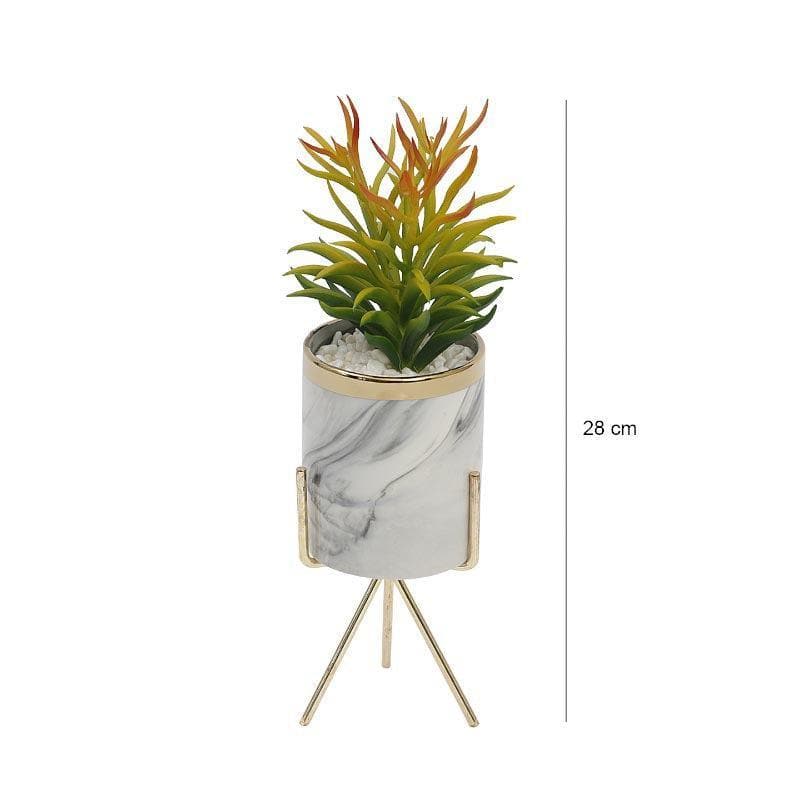 Faux Euphorbia In Marble Pot - 28 cms media 4