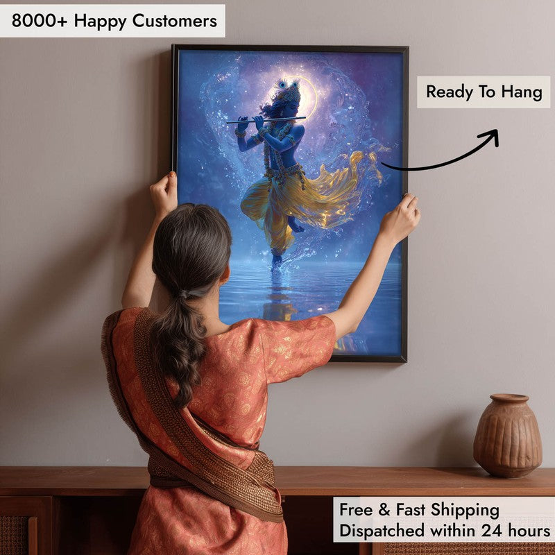 Cosmic Glow Sri Krishna Archival Paper Wall Art media 5