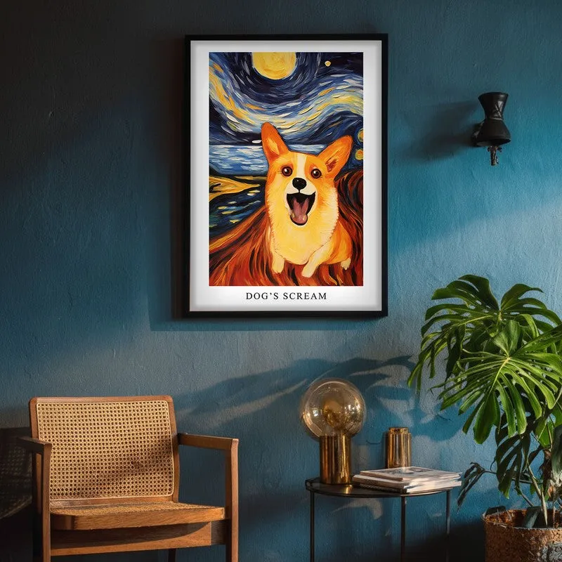 Dog's Scream Archival Canvas Wall Art - Black Frame media 4