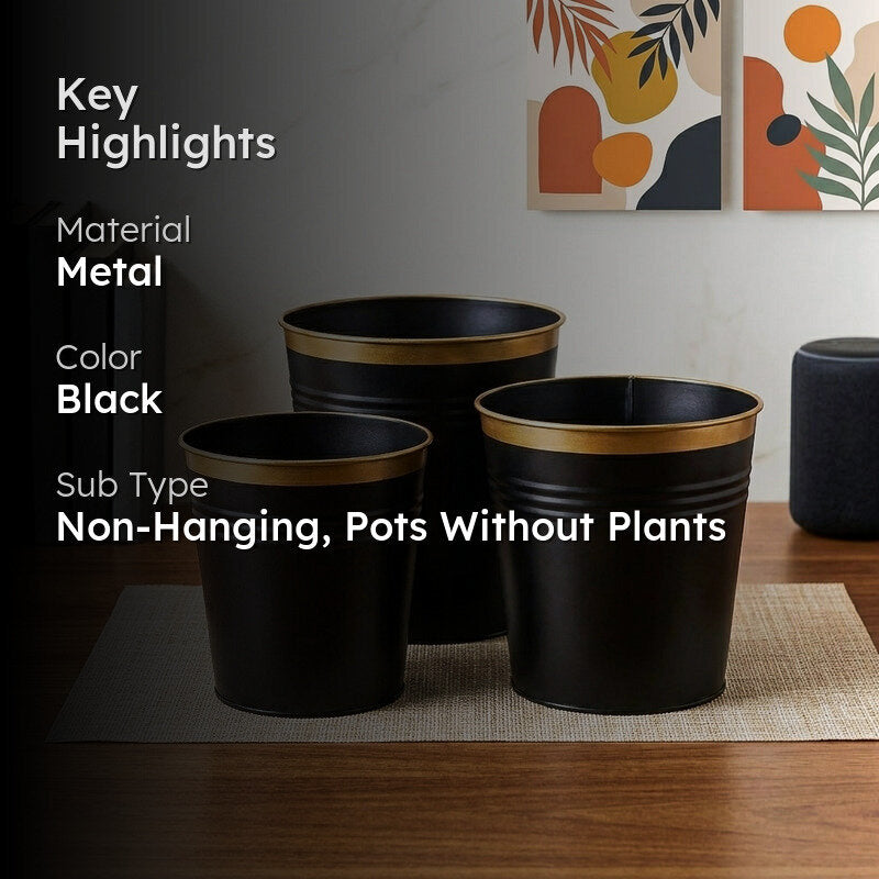 Elno Dola Planter (Black & Gold) - Set Of Three media 2