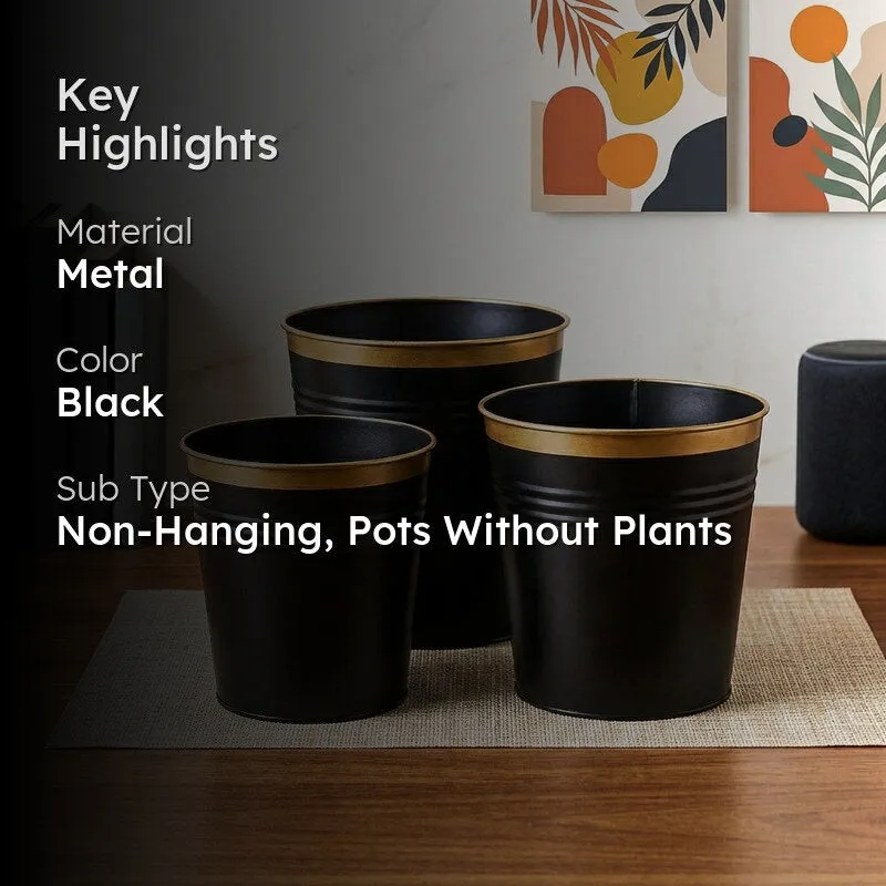Elno Dola Planter (Black & Gold) - Set Of Three media 2