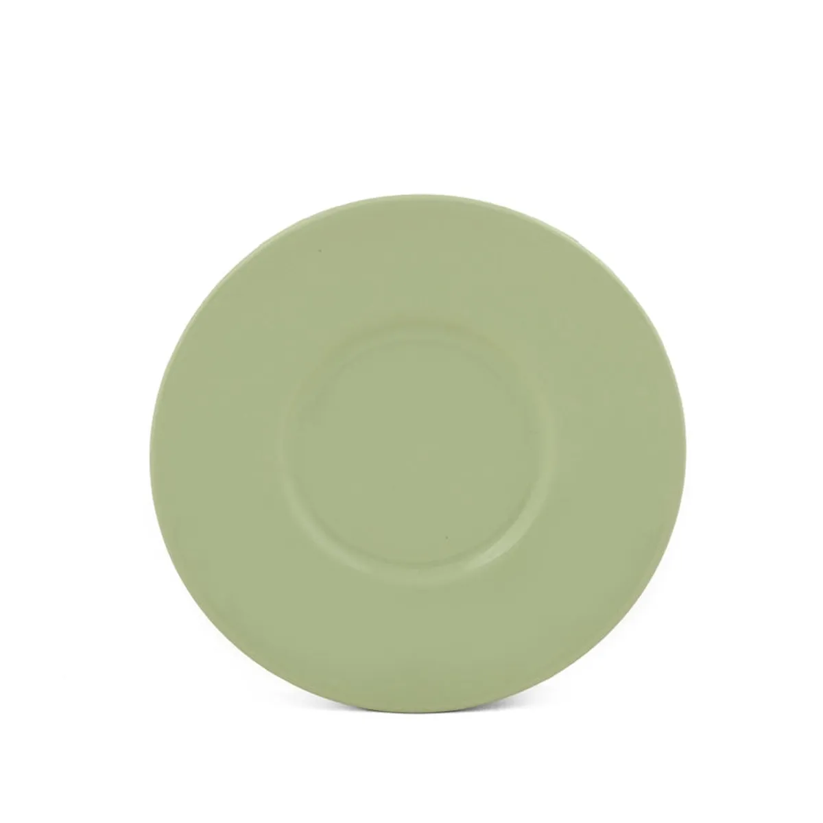 Top view of a round green saucer