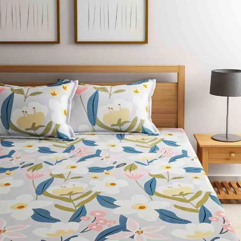 The Message of Florals Cotton Bedsheet - 210 TC media 1