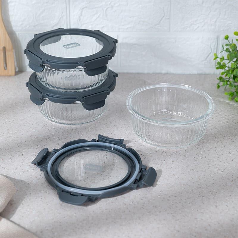 Iva Grey Glass Lunch Box (620 ML) - Set Of Three media 8
