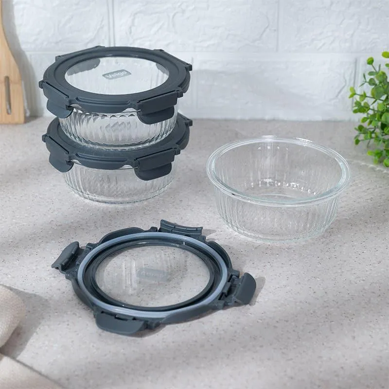 Iva Grey Glass Lunch Box (620 ML) - Set Of Three media 8
