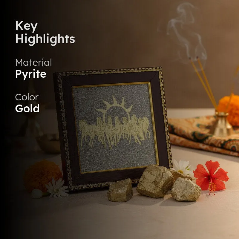 Divine Surya Dev Gold Embellished Pyrite Wall Art media 2