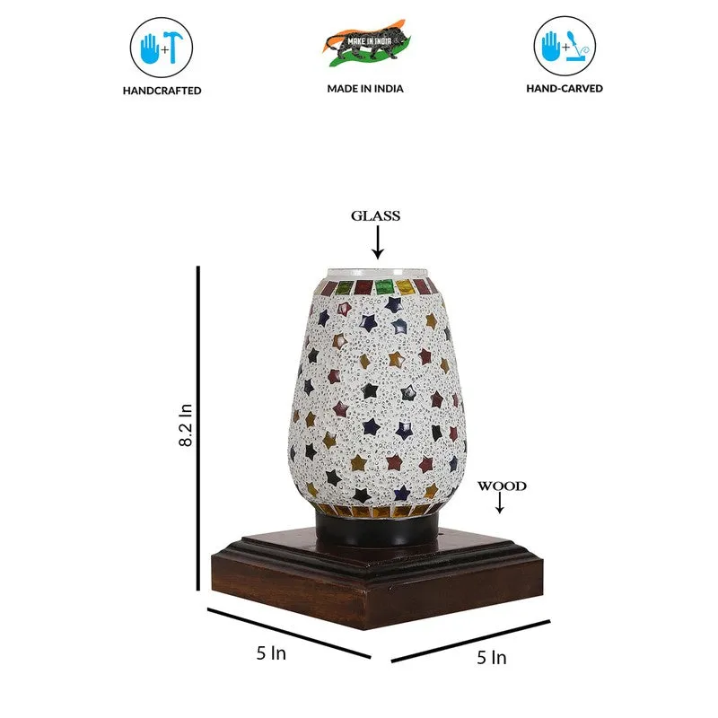 Speckra Glass Table Lamp With Wooden Base - Multicolor media 9