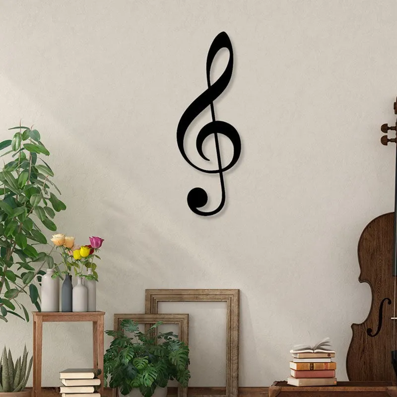 Treble Key Musical Harmony Black Iron Wall Accent media 1