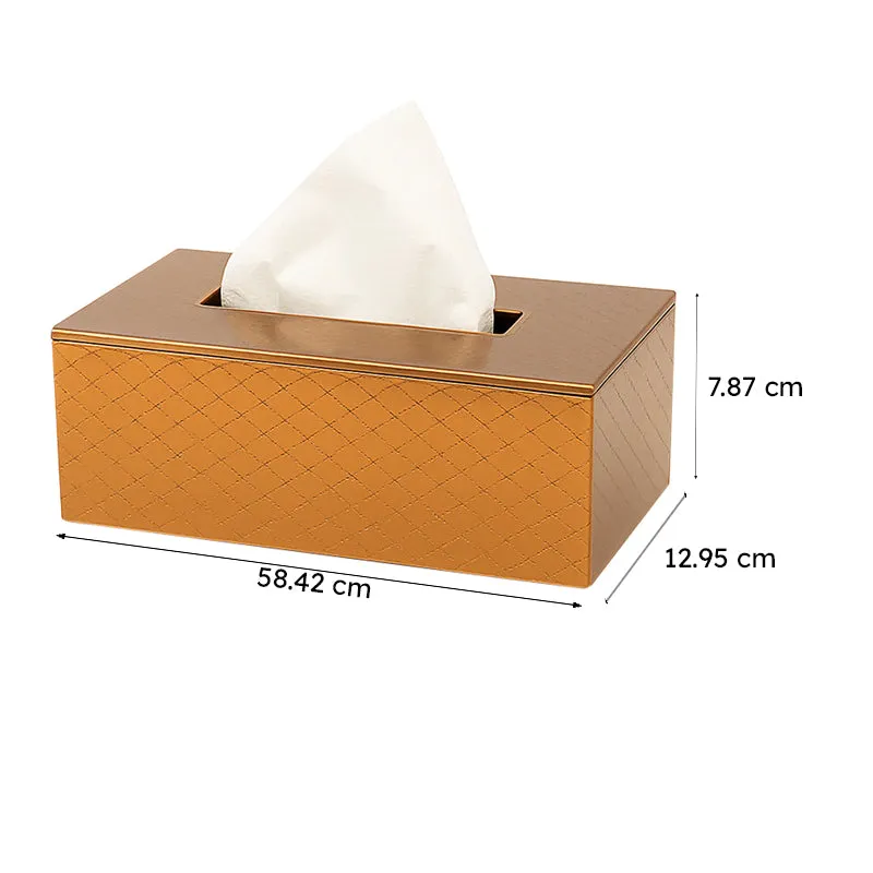 Aurin Faux Leather Tissue Box - Gold media 6