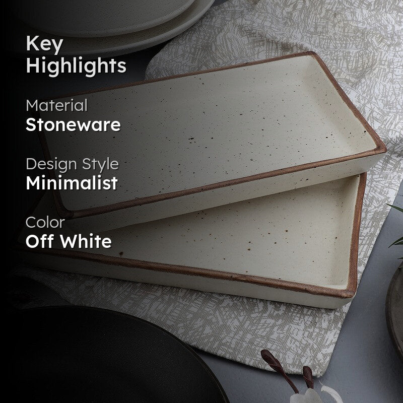 Brownline White Stoneware Platter (300 mL) - Set Of Two media 2