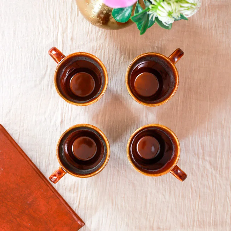 Ceramuse Ceramic Coffee Mug (300 mL Each/Brown) - Set of Four media 4