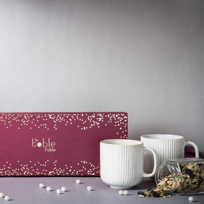 Whisker Stripes Ivory Mug Gift Box - Set Of Three media 1