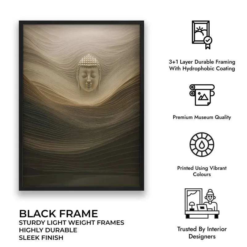 Silent Buddha Archival Paper Wall Painting With Black Frame media 9