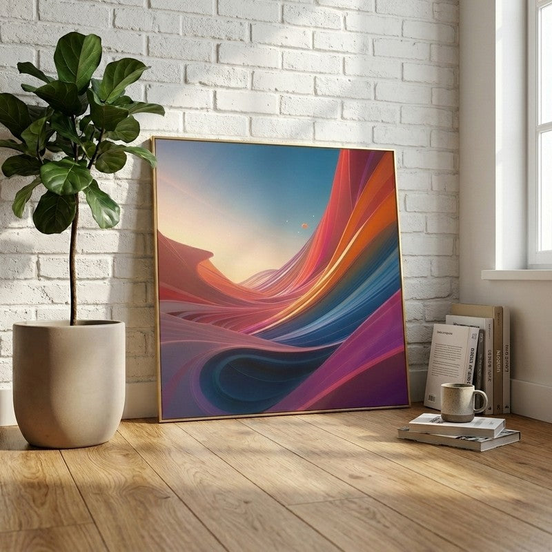 Chromatic Flow Canvas Wall Painting With Frame