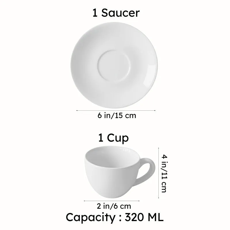 Elegant Green Ceramic Cup & Saucer (320 mL) - Two Piece Set media 7