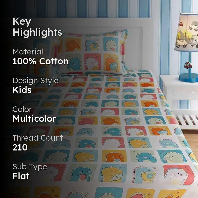 Dino Toddlers Cotton Bedsheet - 210 TC media 2