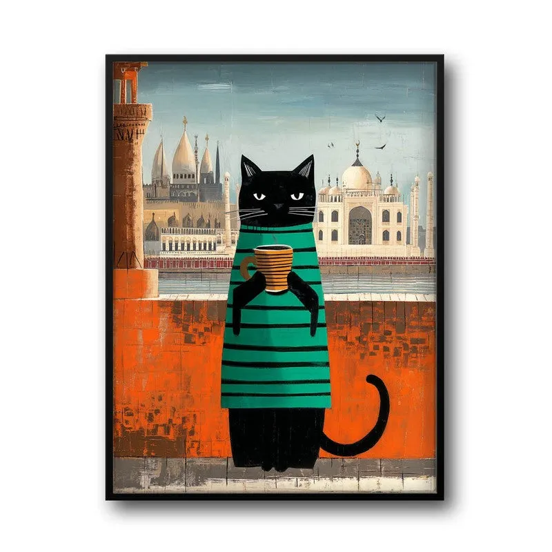 Adventurous Cat Wall Painting With Frame media 3