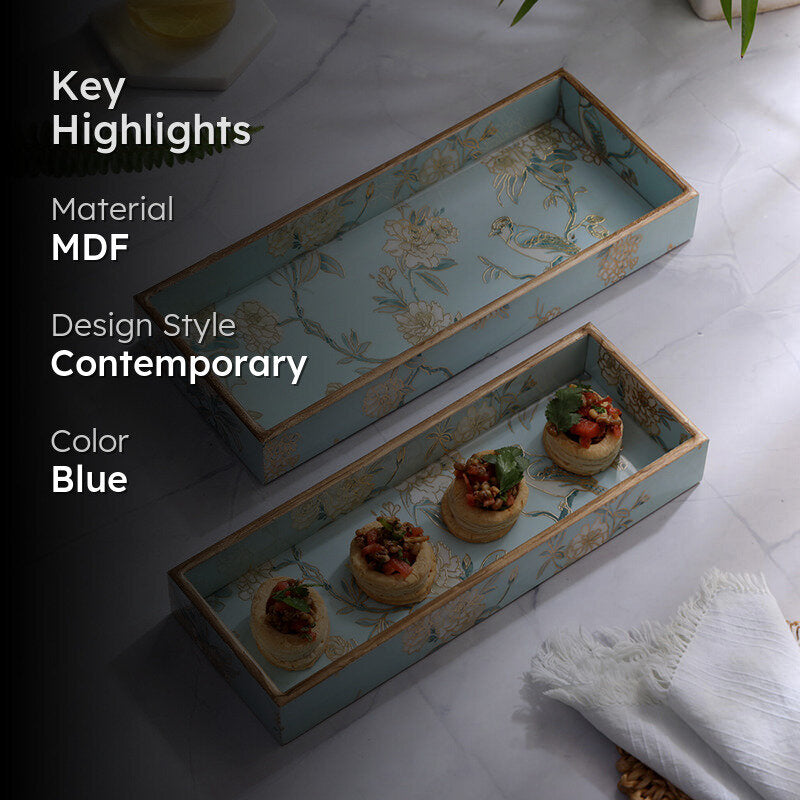 Ketaki Enamel Coated Serving Tray (Rectangle) - Set Of Two media 2