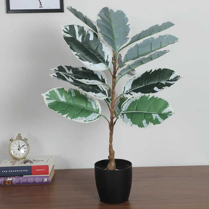 Erina Artificial Green Banana Plant With Black Plastic Pot - 2.5 Feet media 3