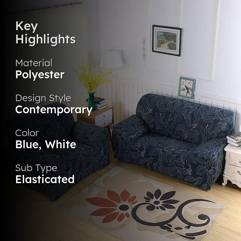Blue Petals Sofa Cover media 2