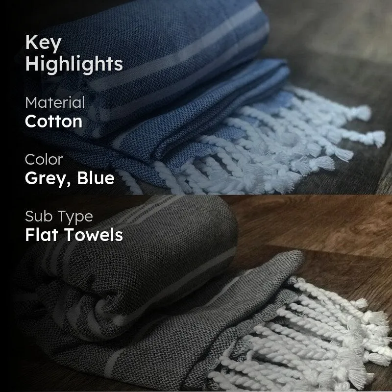 Rodgo Bath Towel (Blue & Grey) - Set Of Two media 2
