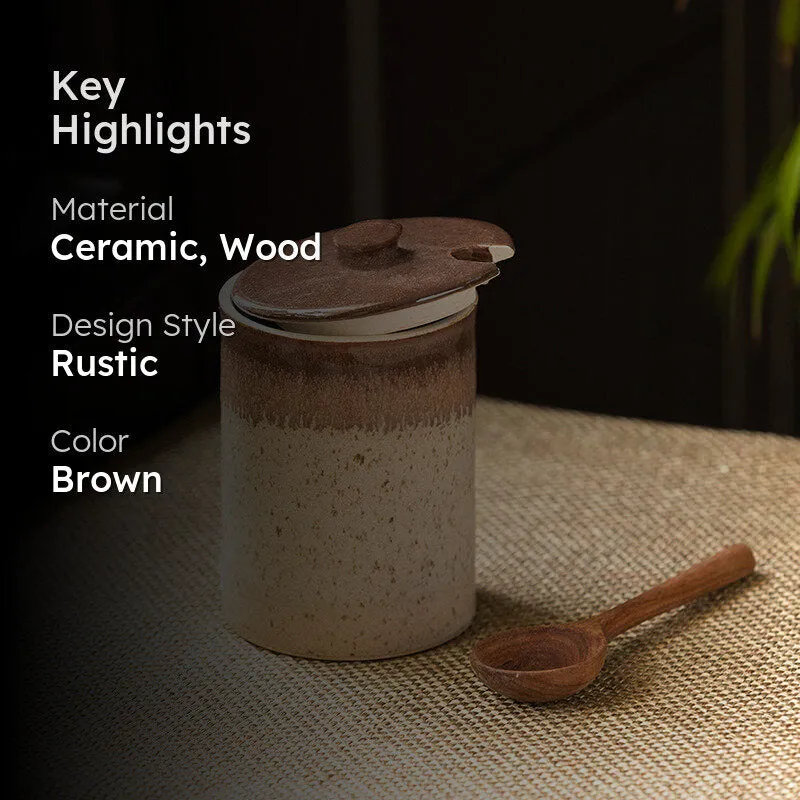 Soulcraft Ceramic Jar With Spoon (500 mL) - Two Piece Set media 2