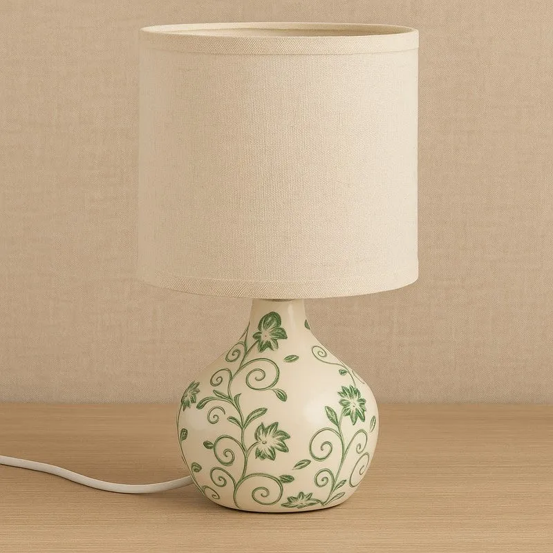 Corvella Ceramic Table Lamp - White,Green media 4