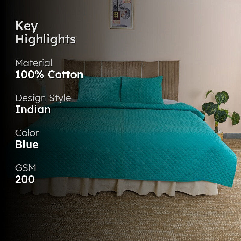 CozyCore Solid Cotton Comforter (Blue) - 200 GSM media 2