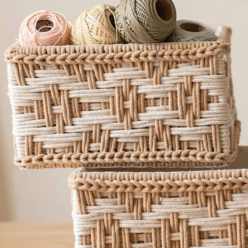 Frayla Macrame (Metal,Cotton) Storage Basket - Set of Three media 6