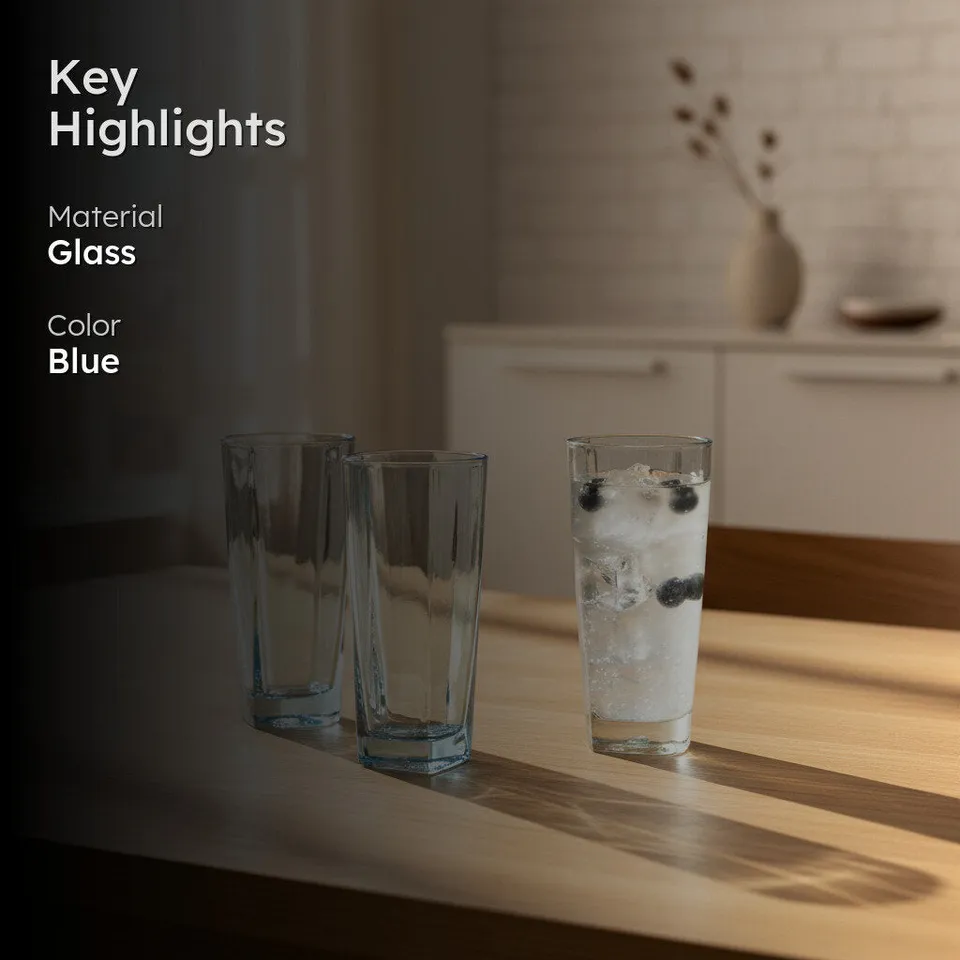 Groot Blue Glass Tumbler (240 ML) - Set Of Six media 3