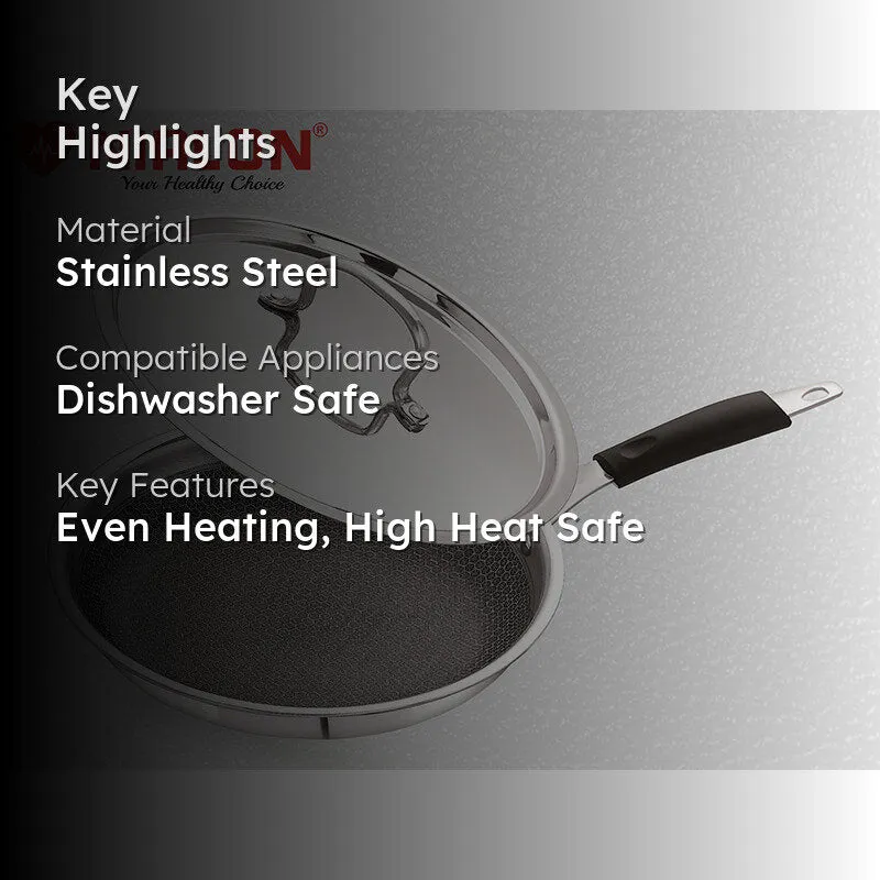 Nirlon Hammered Frying Pan With Lid - 10 Inches media 2