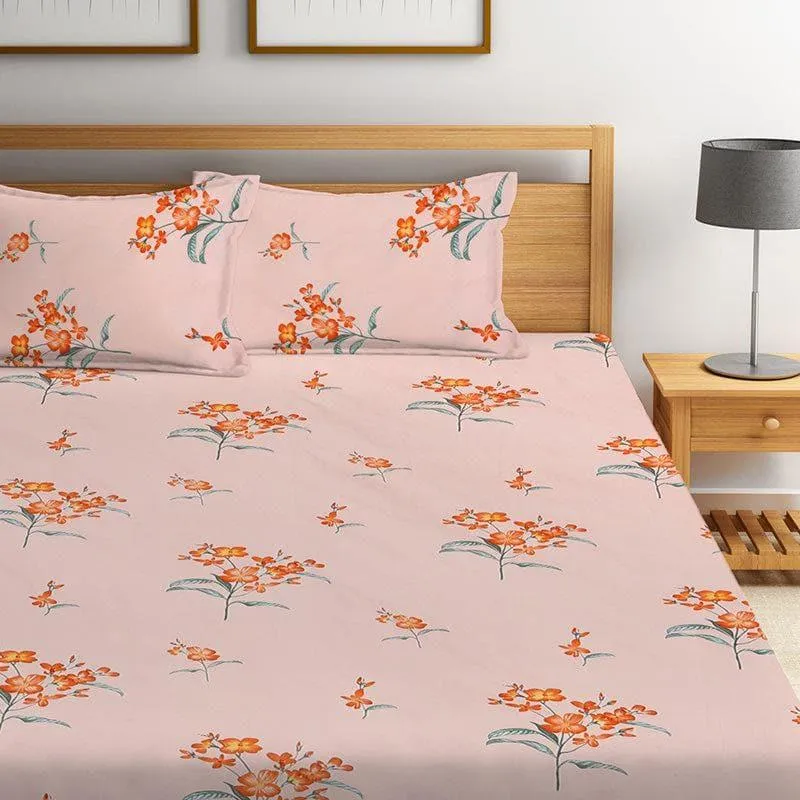 Peach Kaia Fitted Bedsheet - 150 GSM media 1