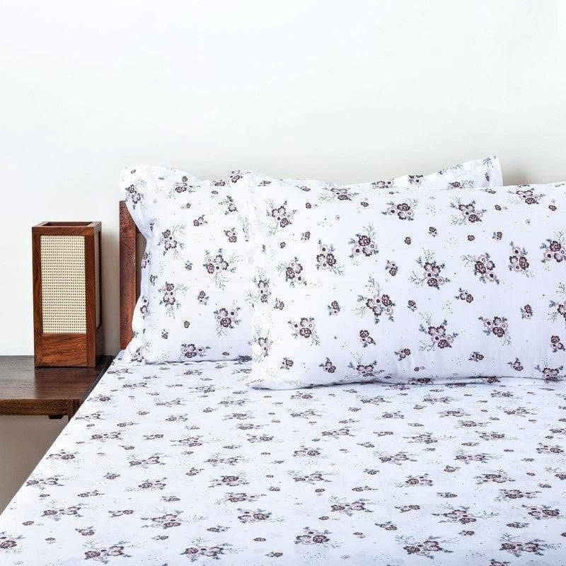 Scattered Blooms Cotton Bedsheet (Brown) - 180 TC media 4