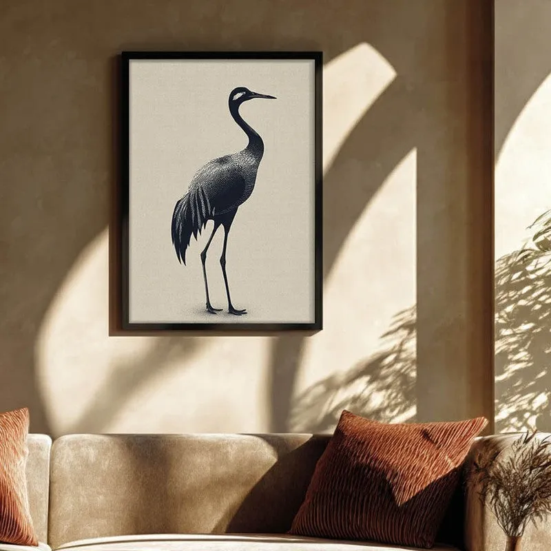 Graceful Crane Canvas Wall Painting With Black Frame media 3