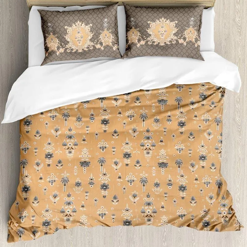 Teva Floral Cotton Bedsheet (Buff) - 210 TC media 3