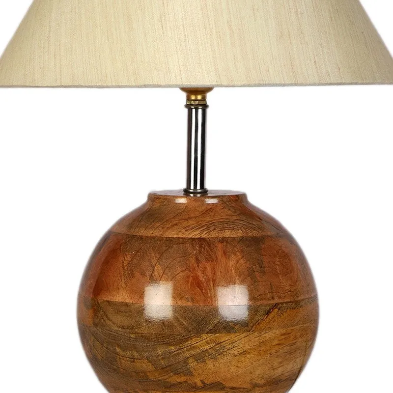 Auryon Cotton Table Lamp With Wooden Base media 6