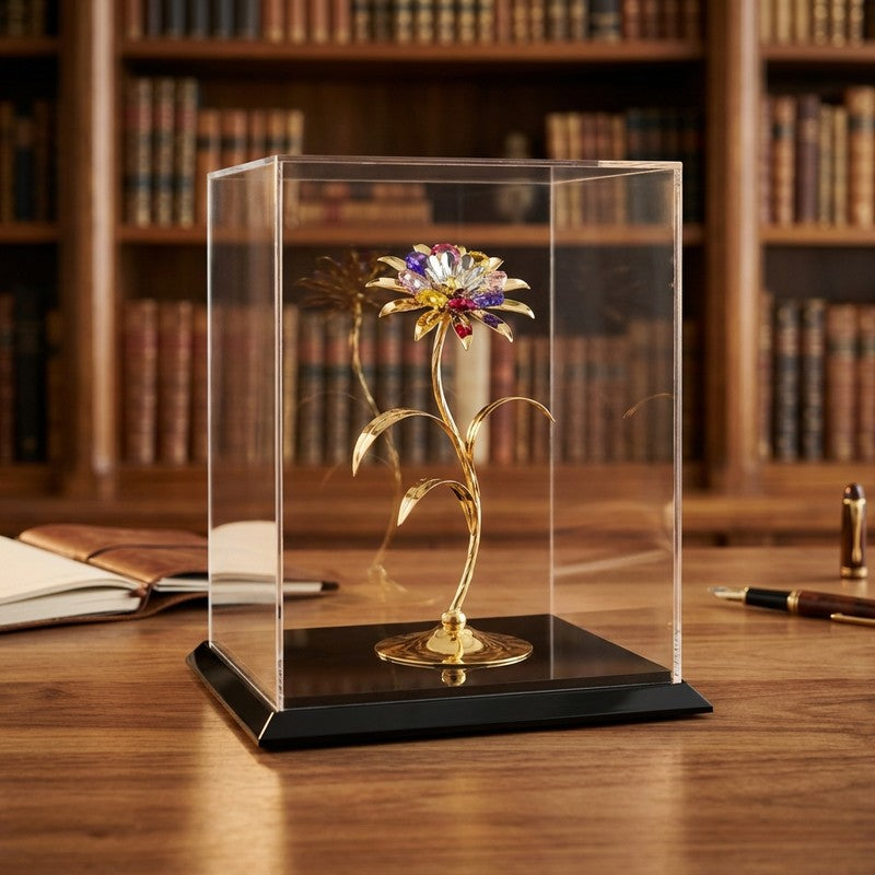 Golden Daisy Elegance 24K Gold Plated Mild Steel Showpiece (Multicolor)