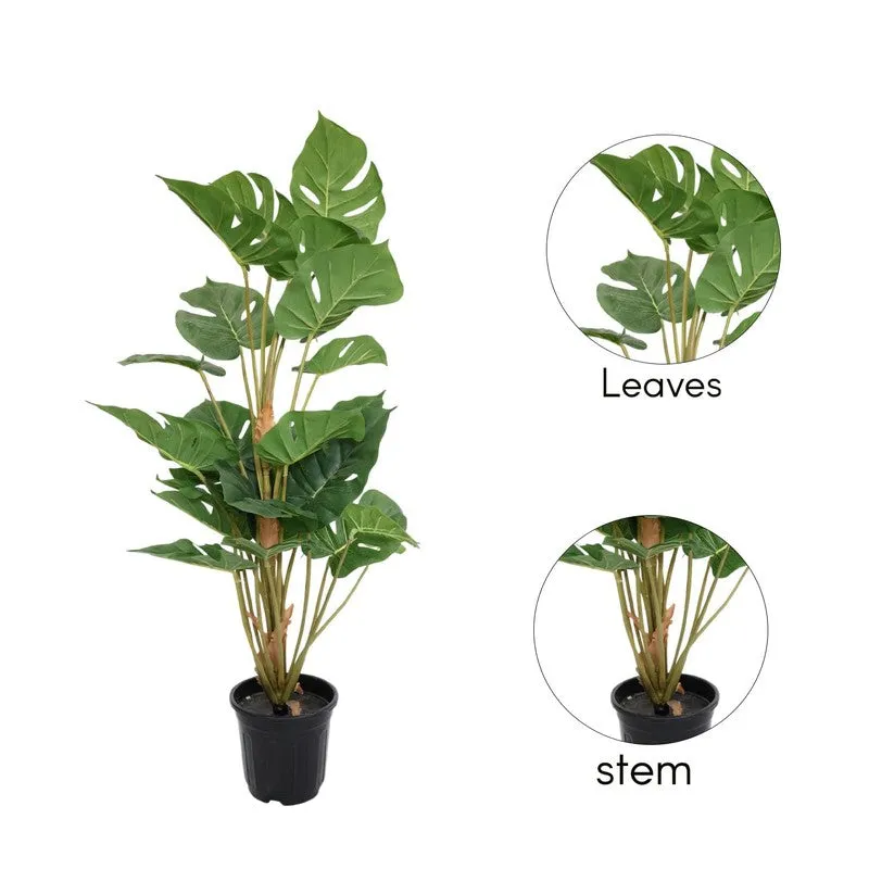 Veloura Artificial Monstera Plant With Black Plastic Pot - 3 Feet media 5