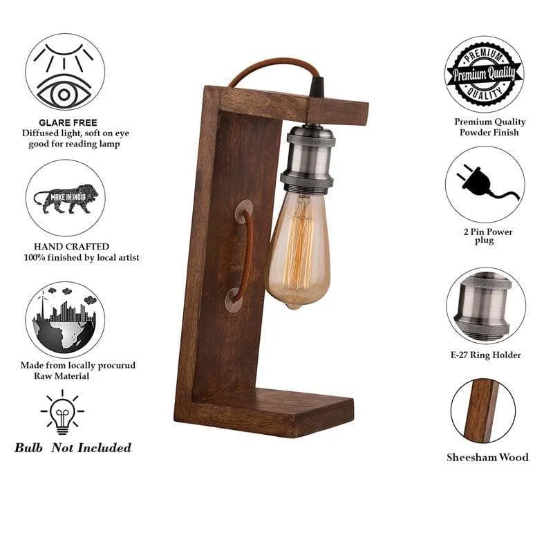 RusticAura Wooden Table Lamp media 6