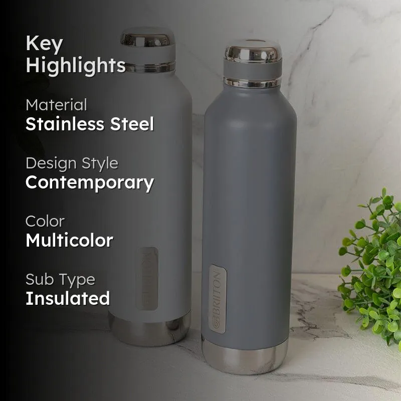 Bristo Sip Hot & Cold Thermos Water Bottle (White & Grey, 750 mL Each) - Set Of Two media 2
