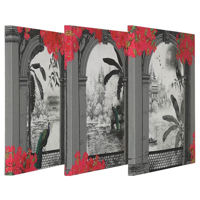 India Circus Mayur Jharokha Canvas Wall Art - Set Of Three media 4