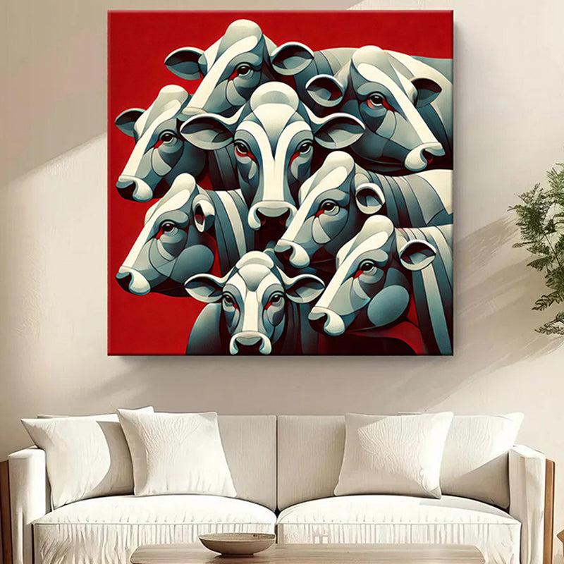 Herd Of Cows Poly Canvas Wall Painting